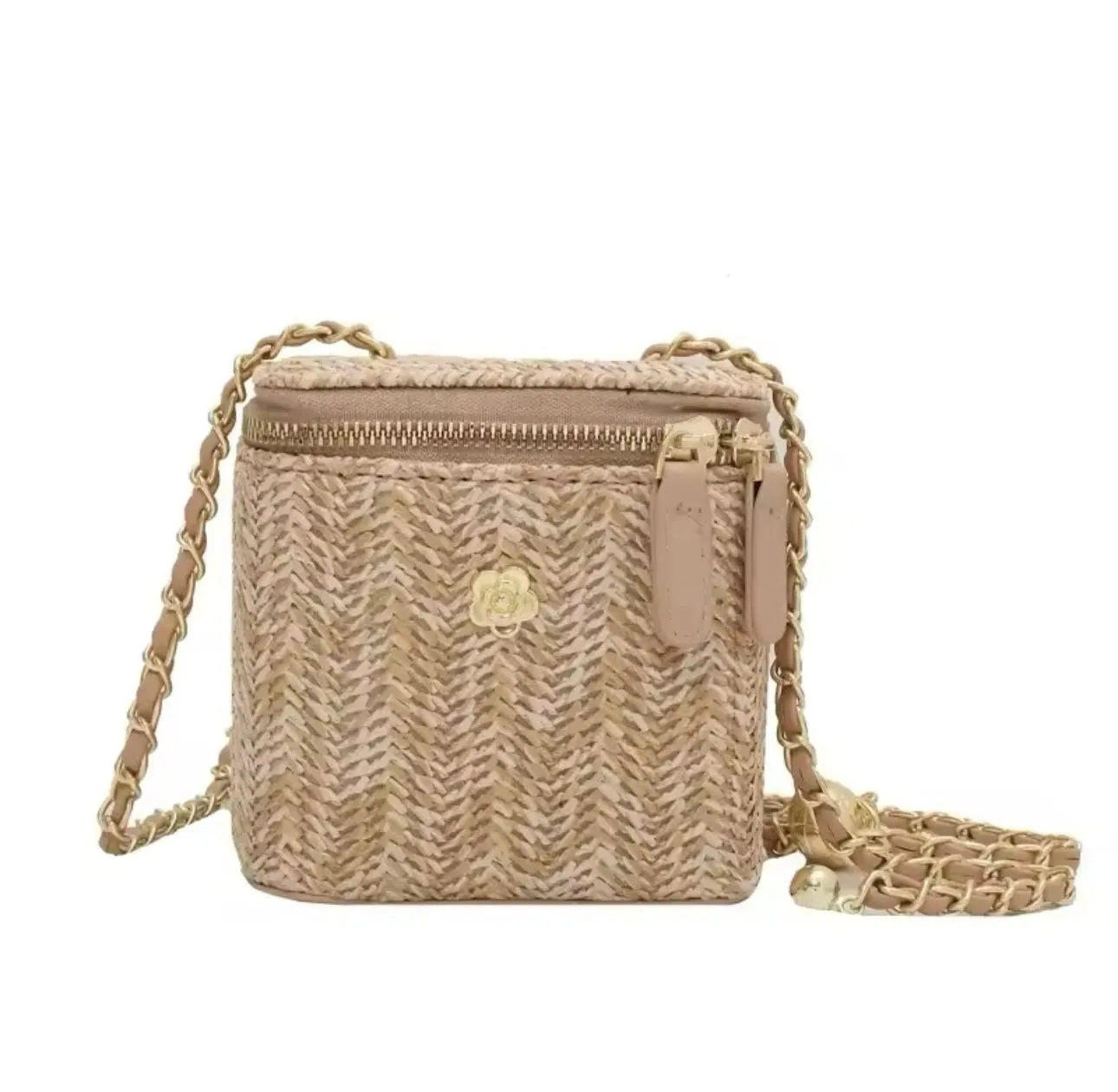 Straw Vanity Crossbody Bag