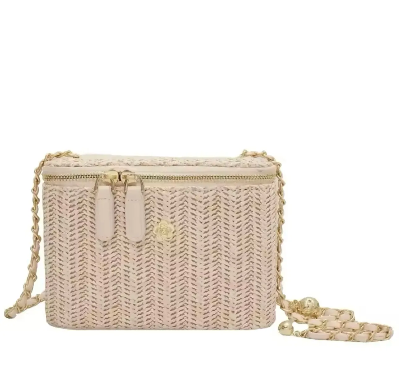 Straw Vanity Crossbody Bag