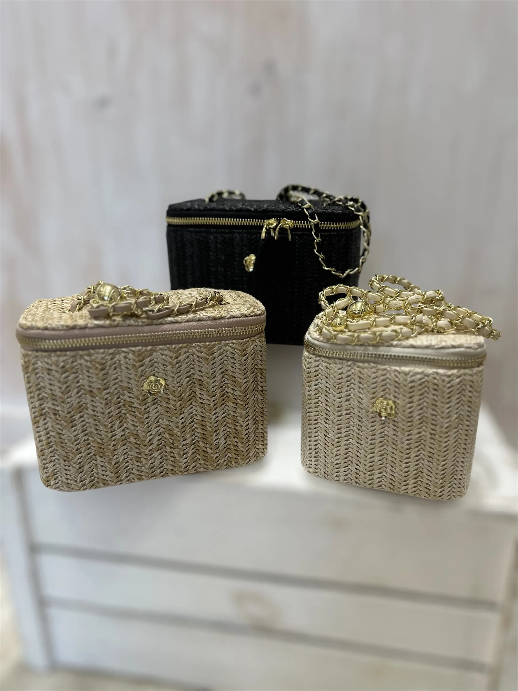 Straw Vanity Crossbody Bag