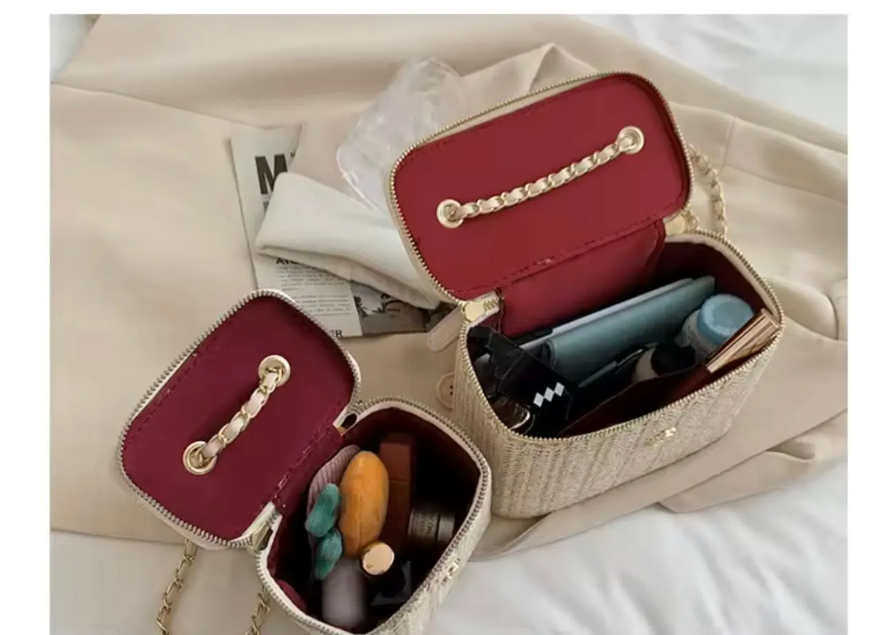 Straw Vanity Crossbody Bag