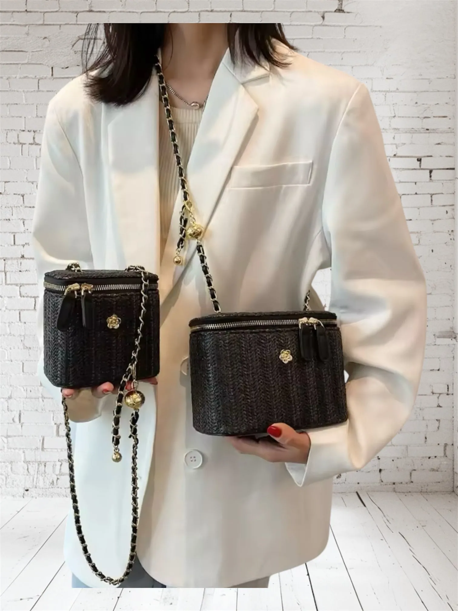 Straw Vanity Crossbody Bag