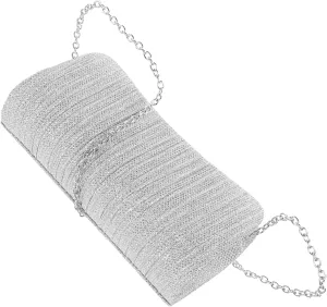 Stylish Evening Clutch Purse for Women Wedding Clutch Chain Shoulder Bag Pleated Evening Bag for Parties