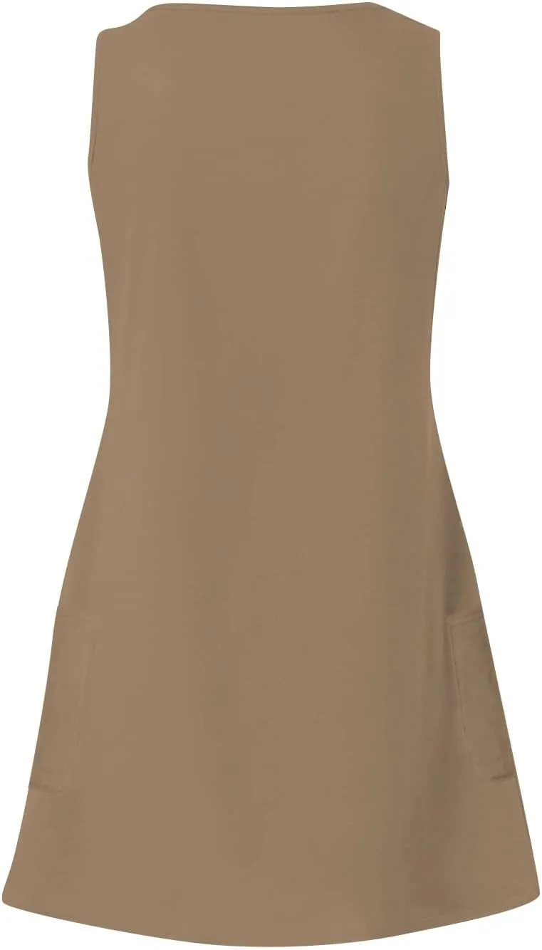 Summer Dresses for Women 2025 Vacation Beach Mini Dress V Neck Sleeveless Swing Tank Sundresses with Pockets