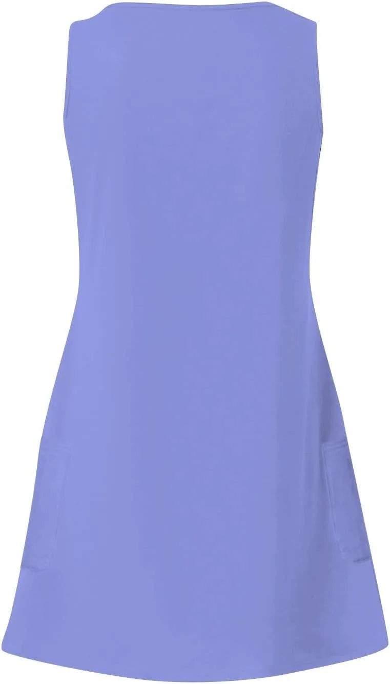 Summer Dresses for Women 2025 Vacation Beach Mini Dress V Neck Sleeveless Swing Tank Sundresses with Pockets