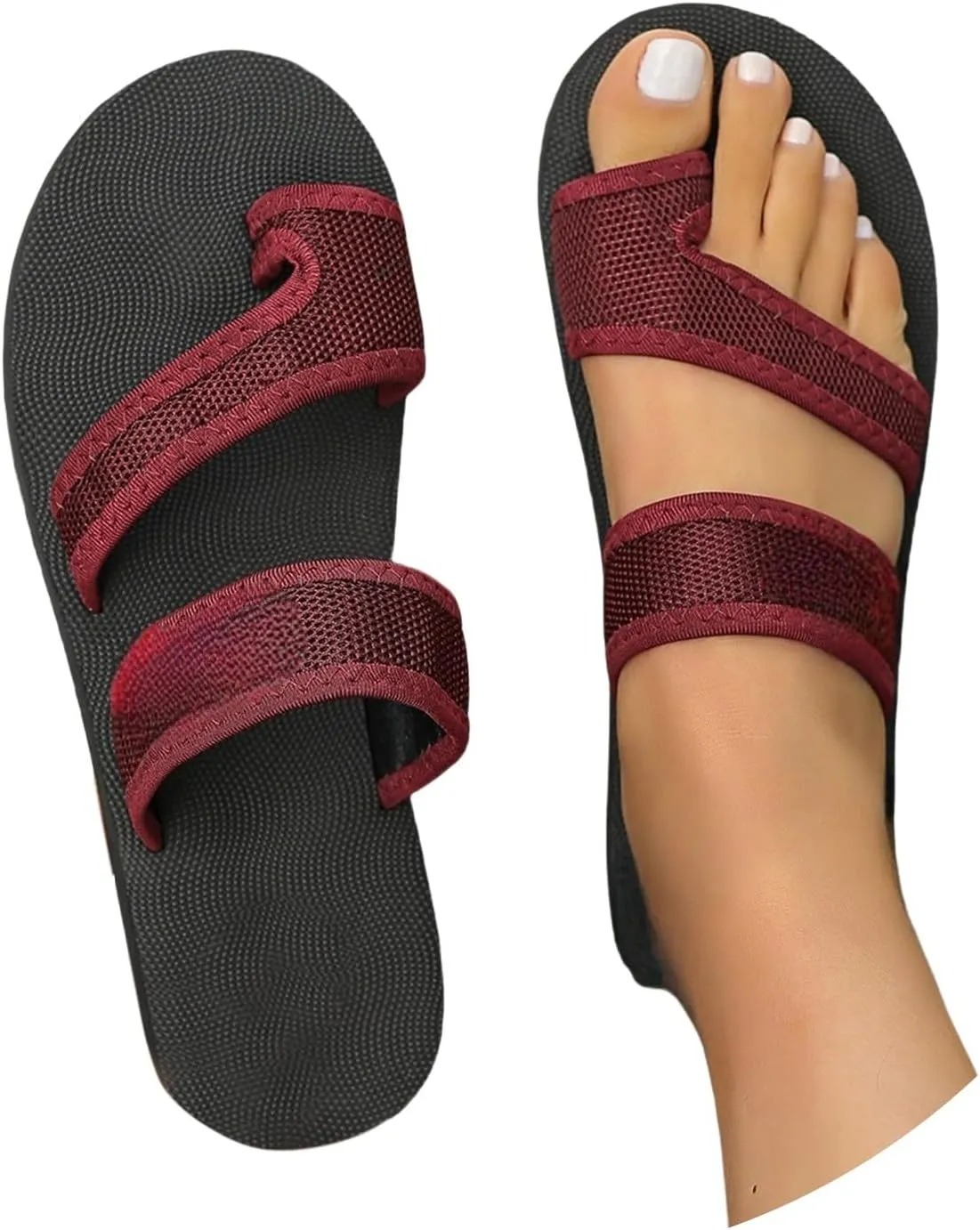 Summer Sandals for Women Wide Width Beach Breathable Comfortable Mesh Hollow Mesh Slide Sandals Orthopedic Shoes