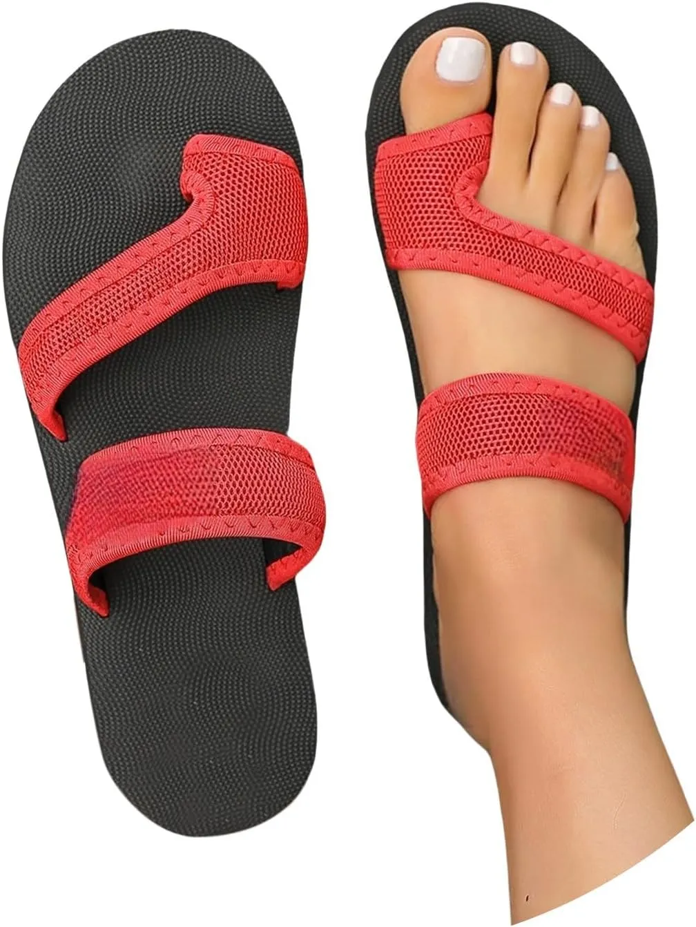 Summer Sandals for Women Wide Width Beach Breathable Comfortable Mesh Hollow Mesh Slide Sandals Orthopedic Shoes