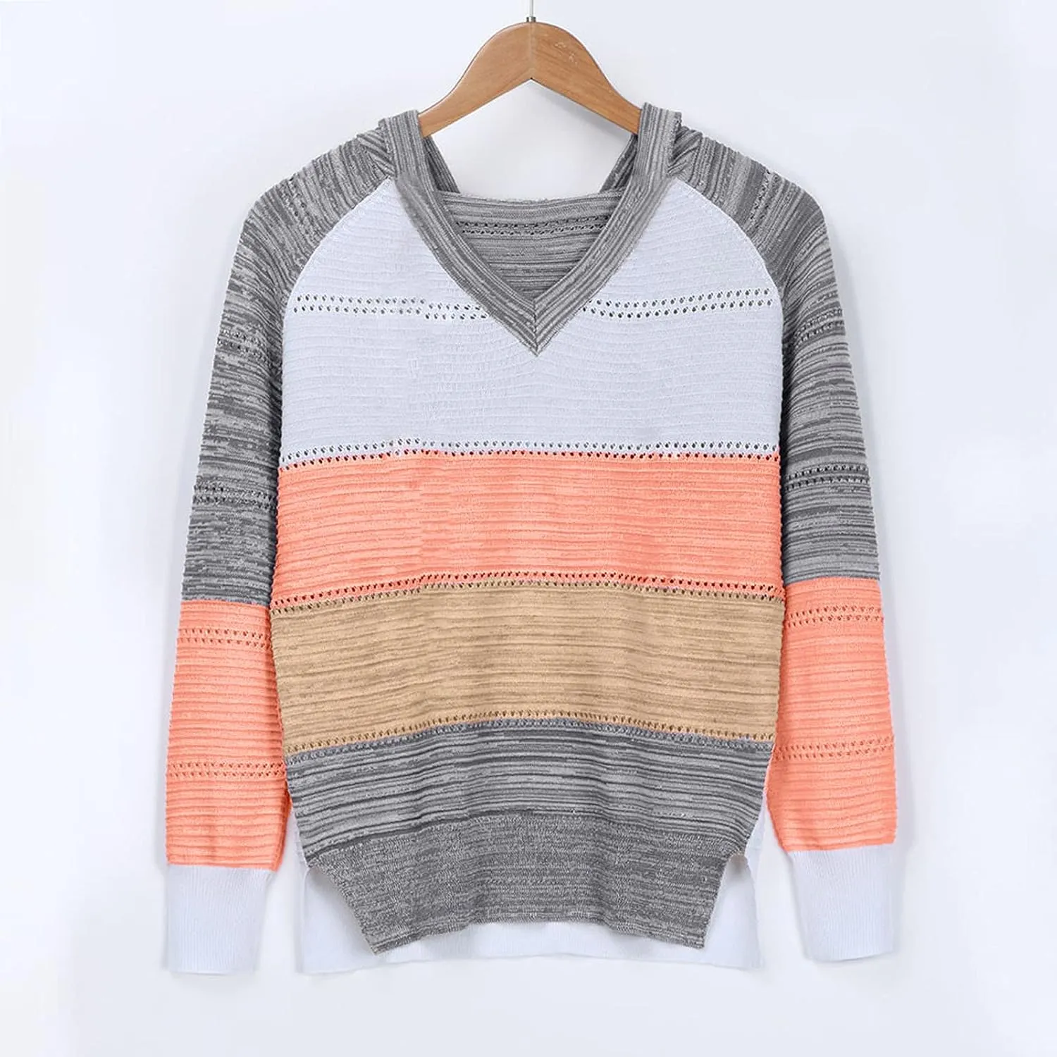 Sweatshirts for Women Sweaters for Women 2023 Womens Pullover Hooded Sweatshirts Color Block Long Sleeve Tops