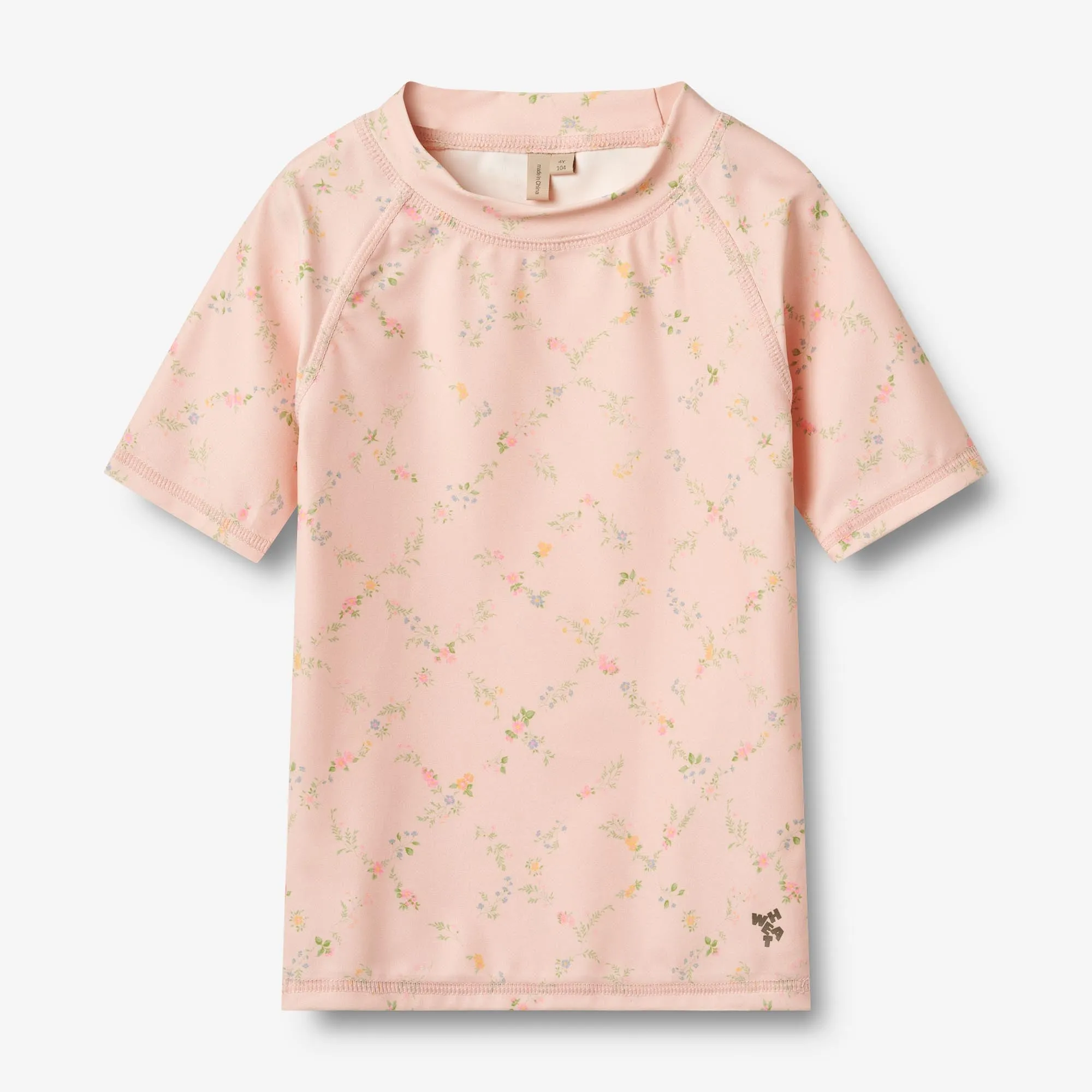Swim T-shirt S/S Jackie - powder checked flowers
