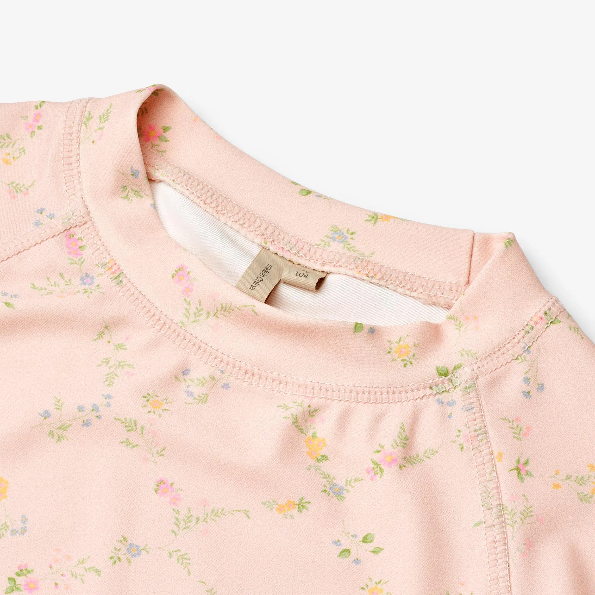 Swim T-shirt S/S Jackie - powder checked flowers