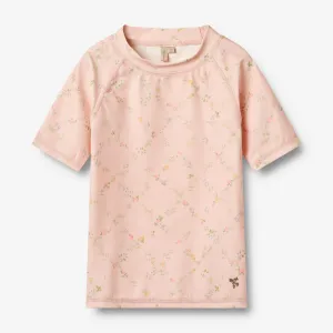 Swim T-shirt S/S Jackie - powder checked flowers