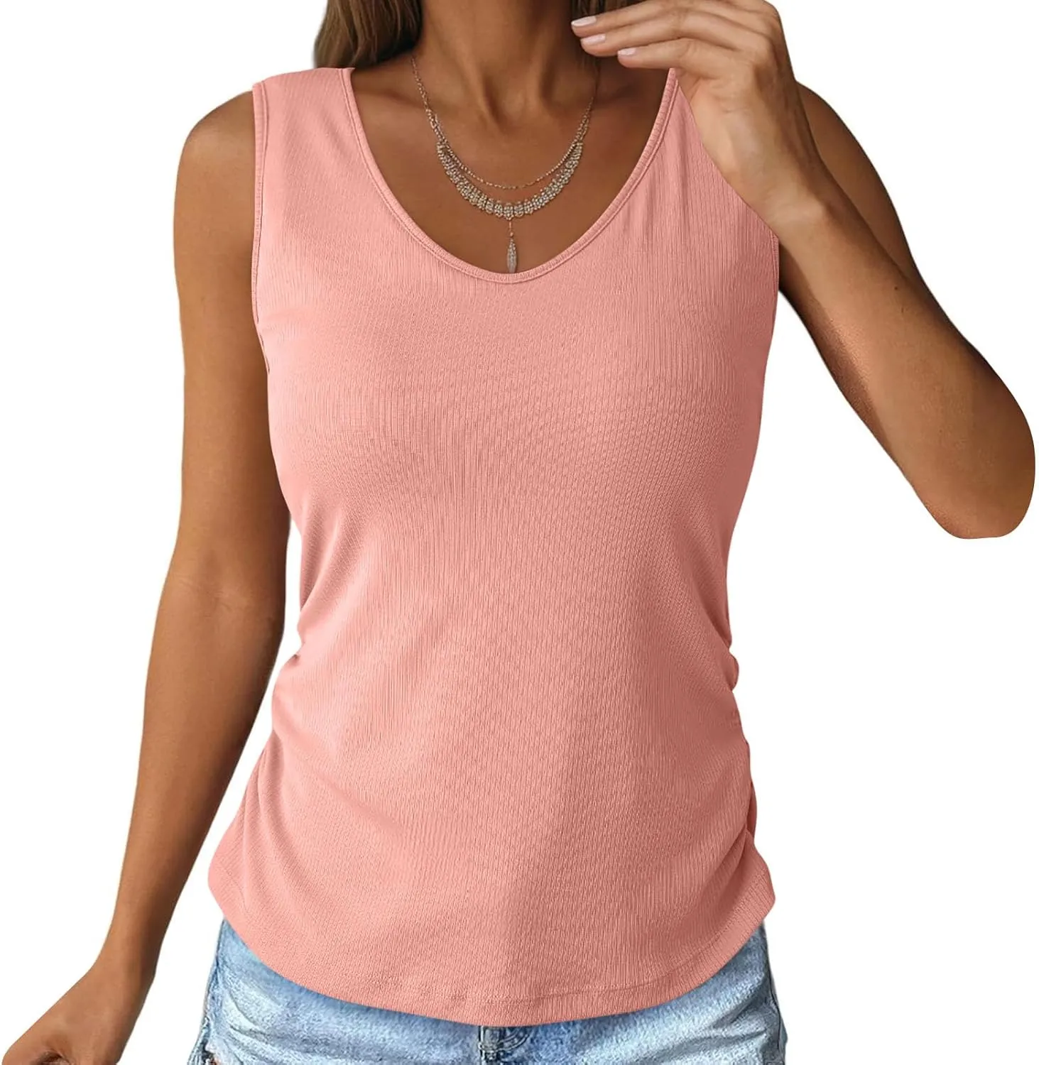Tank Top with Built in Bra for Women Loose Fit Summer Casual Shirt Scoop Neck Trendy Sleeveless Ladies Clothes
