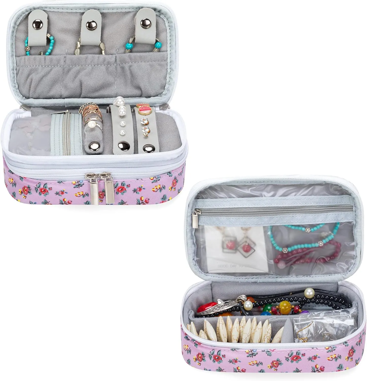 Teamoy Travel Jewelry Case,Small Jewelry Storage Organizer Bag for Womens Necklace, Earrings, Rings and Accessories