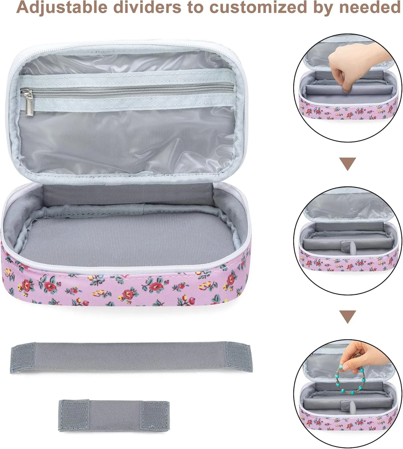 Teamoy Travel Jewelry Case,Small Jewelry Storage Organizer Bag for Womens Necklace, Earrings, Rings and Accessories