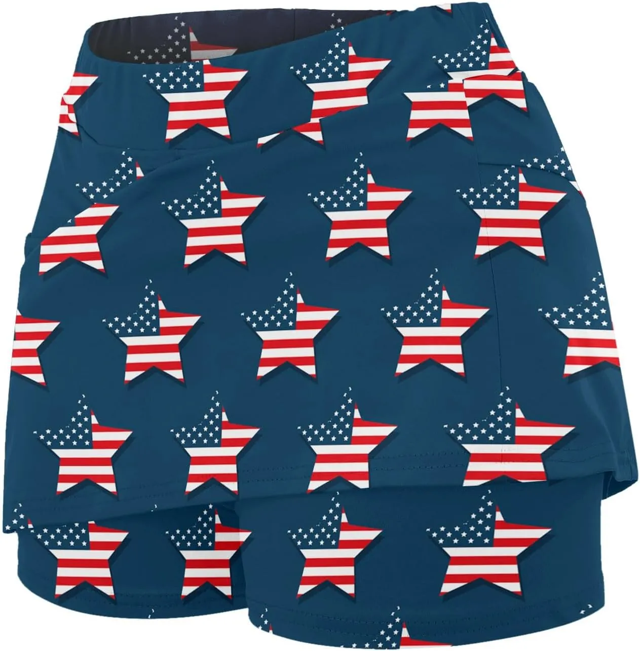 Tennis Skirts for Women 2025 4th of July Flag Graphic Print Athletic Golf Skorts with Pockets High Waist Elastic Yoga Skirts