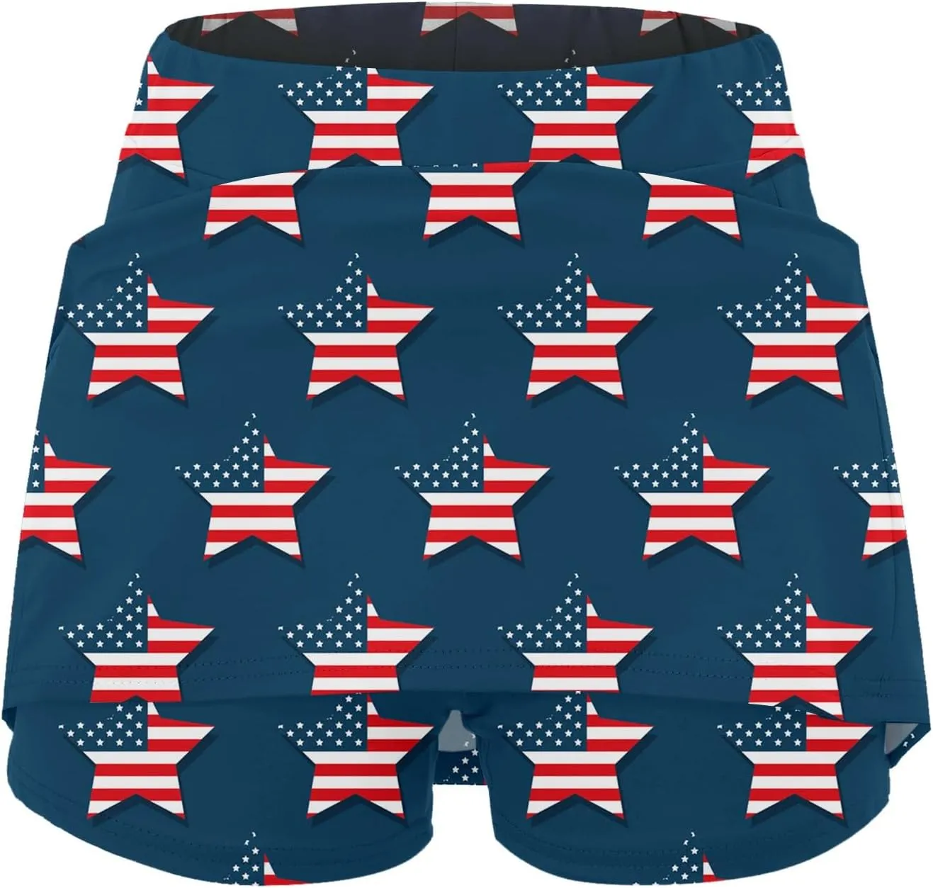 Tennis Skirts for Women 2025 4th of July Flag Graphic Print Athletic Golf Skorts with Pockets High Waist Elastic Yoga Skirts