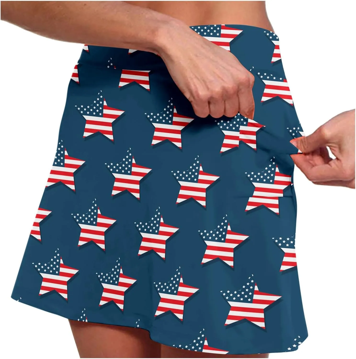 Tennis Skirts for Women 2025 4th of July Flag Graphic Print Athletic Golf Skorts with Pockets High Waist Elastic Yoga Skirts