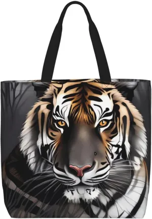 Tiger at Rest Tote Bag for Women Hobo Handbags with Zipper Large Shoulder Bag Shopping Bags Travel Purse