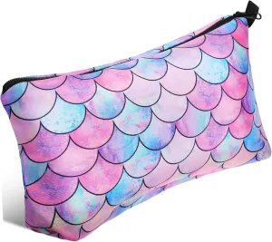 Toiletry Bag for Women Stylish Mermaid Print Small Makeup Bag Travel Pouches Zippered Makeup Brush Case