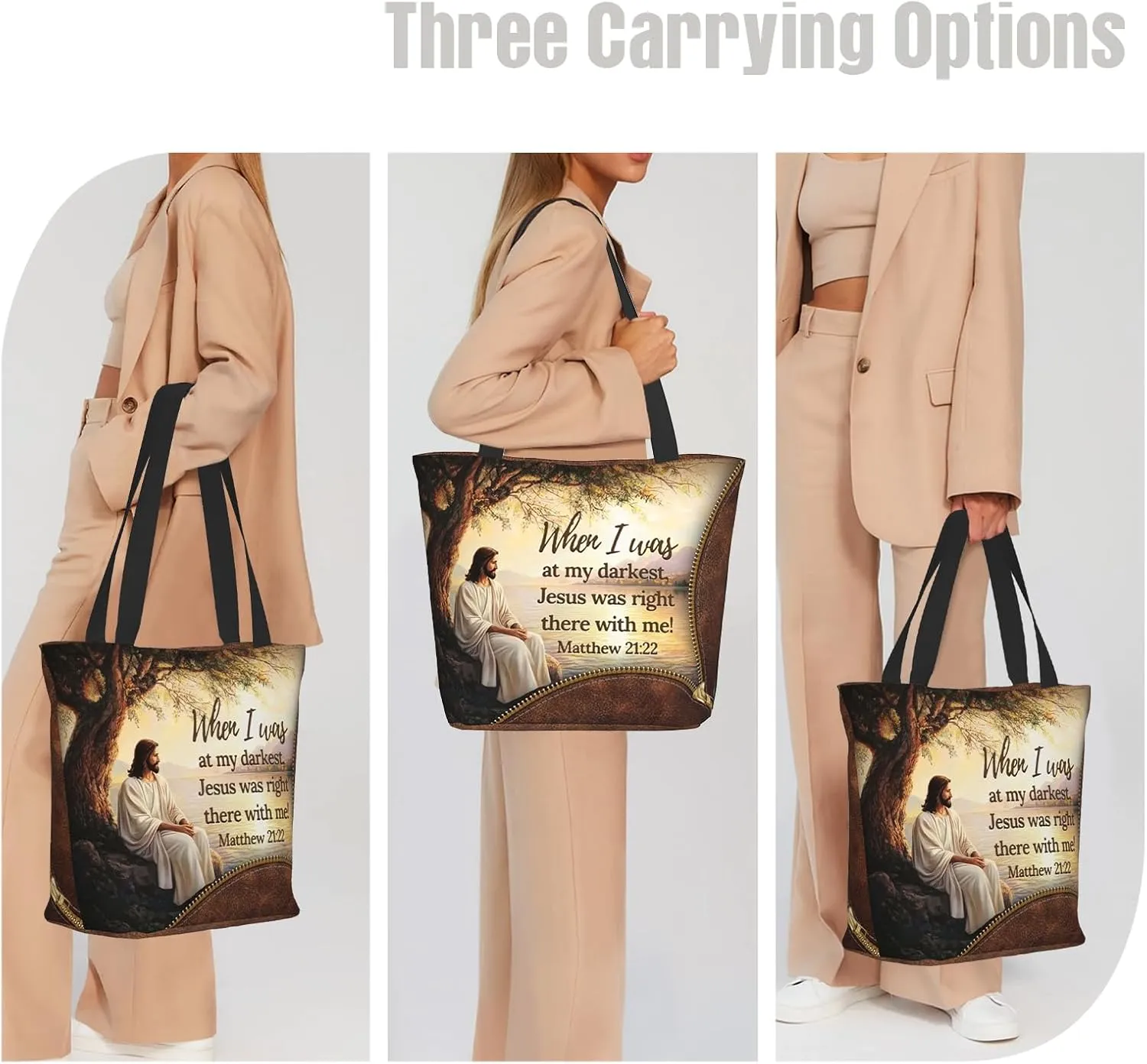Tote Bag For Women, Tote Bag With Zipper Large Shoulder Bag For Women Travel, Work, Office, College, Nursing