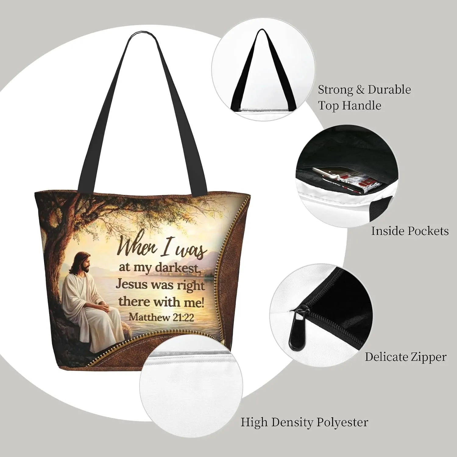 Tote Bag For Women, Tote Bag With Zipper Large Shoulder Bag For Women Travel, Work, Office, College, Nursing