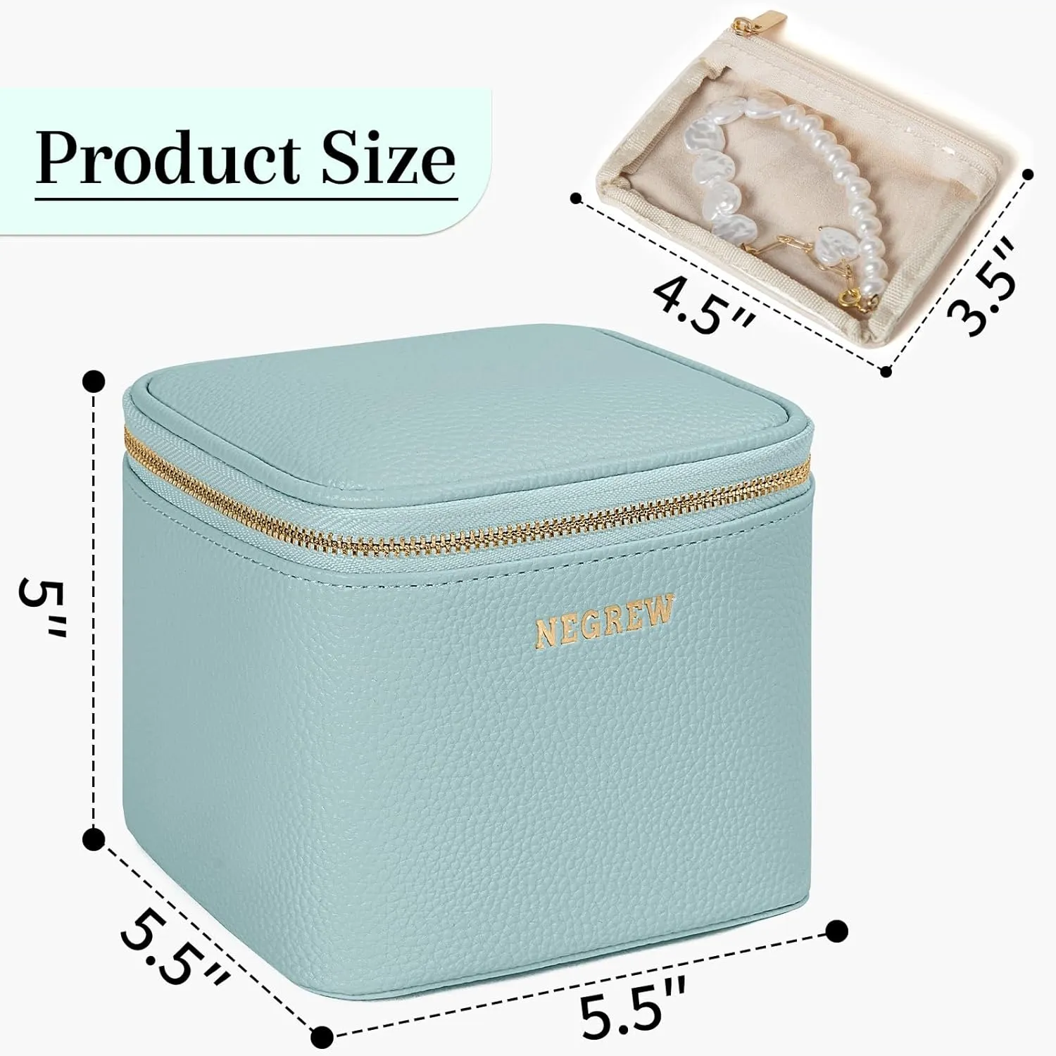 Travel Jewelry Box with 6 Pouches, Leather Jewelry Organizer Case for Women Girl for Necklace Earring Bracelet Ring, Jewelry Holder Organizer Box,Wedding Birthday Gift Idea