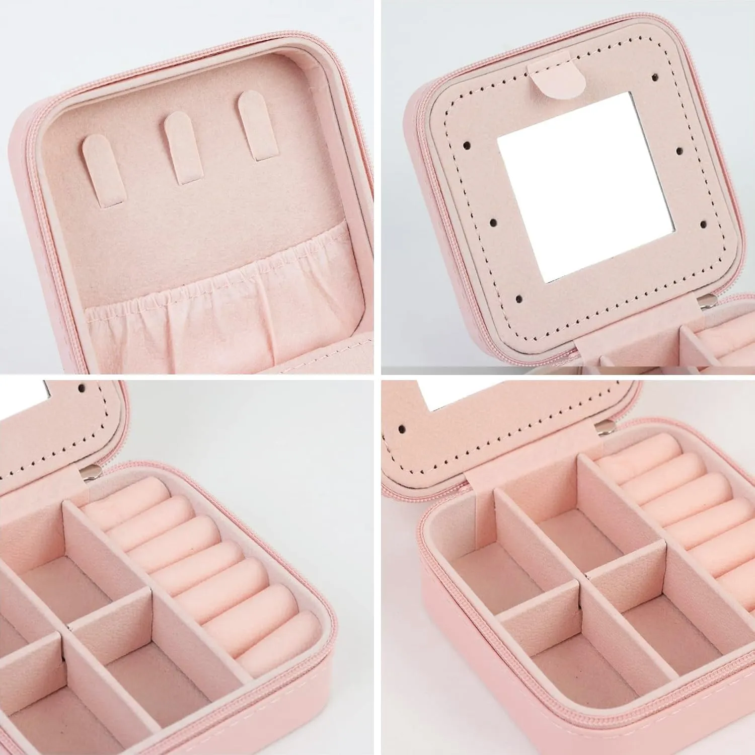 Travel Jewelry Case Jewelry Box, Travel Essentials Accessories for Women, Ring Necklace Earring Jewelry Holder Organizer Box with Mirror, Gifts for Women Girl Mom Grandma Birthday Christmas