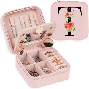 Travel Jewelry Case Jewelry Box, Travel Essentials Accessories for Women, Ring Necklace Earring Jewelry Holder Organizer Box with Mirror, Gifts for Women Girl Mom Grandma Birthday Christmas