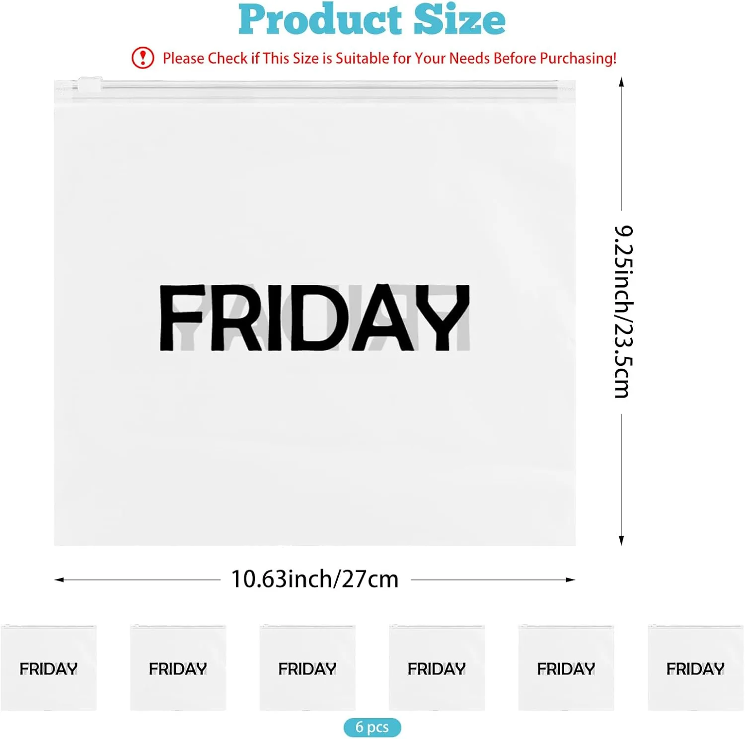 Travel Luggage Organizer Bags Frosted Clothes Packaging Bags Days of Week Travel Organizer Pouches Packing Organizers Travel Pouches for Travel Home Storage and Organizing Bags (6pcs - Friday)