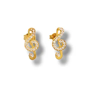 Treble Clef Stud Earrings, Music Note Design, Music Note Earrings, Silver Earrings, Handmade Jewelry, 925 Sterling Silver Jewelry, Minimalist Jewelry, Gift for Musicians, Gift for All (Gold)