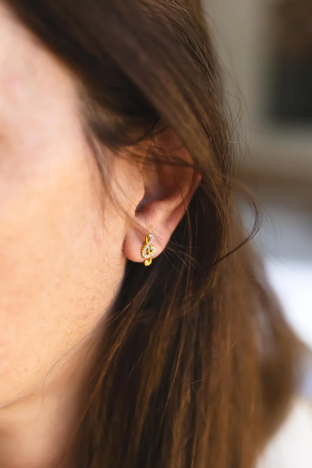 Treble Clef Stud Earrings, Music Note Design, Music Note Earrings, Silver Earrings, Handmade Jewelry, 925 Sterling Silver Jewelry, Minimalist Jewelry, Gift for Musicians, Gift for All (Gold)