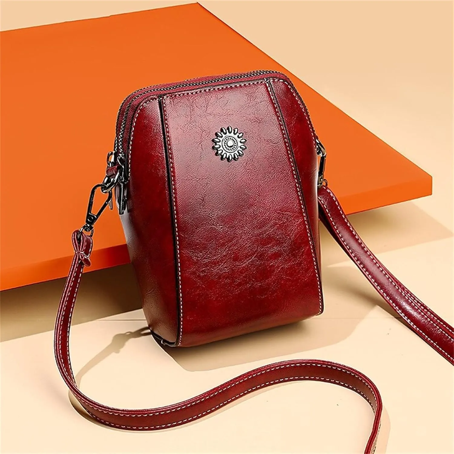 Trendy Purse Stand Up Mobile Phone Bag Leather Crossbody Bag And Clutch Women's Crossbody Vintage