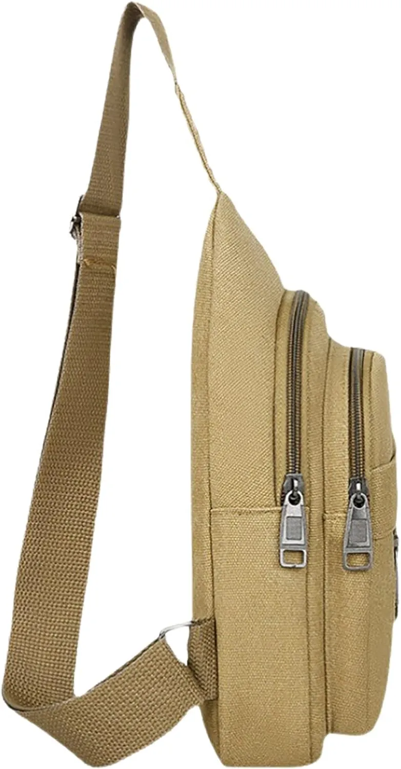 Trendy Sling Bag Bakpack 2025 Men's New Casual Solid Color Simple One Shoulder Zipper Messenger Bag