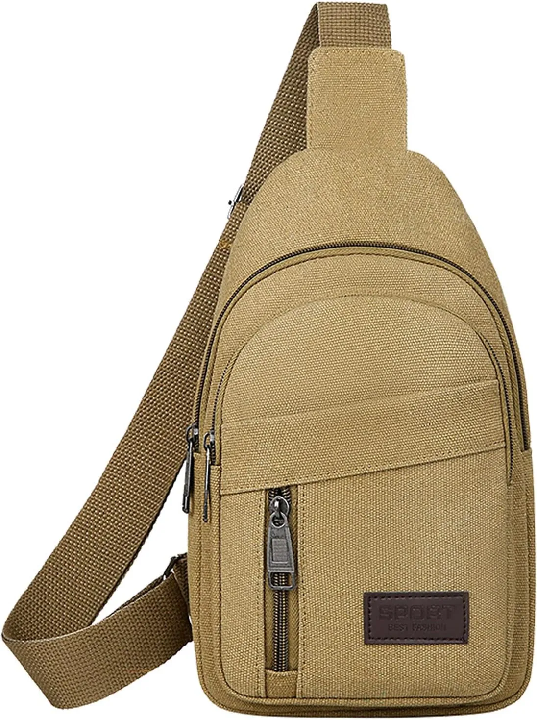 Trendy Sling Bag Bakpack 2025 Men's New Casual Solid Color Simple One Shoulder Zipper Messenger Bag
