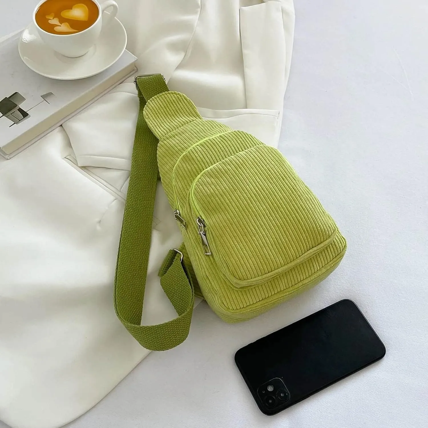 Trendy Sling Bag Bakpack Mini Corduroy Sling Bag Women Shoulder Bag Chest Bag Purse Bag Package