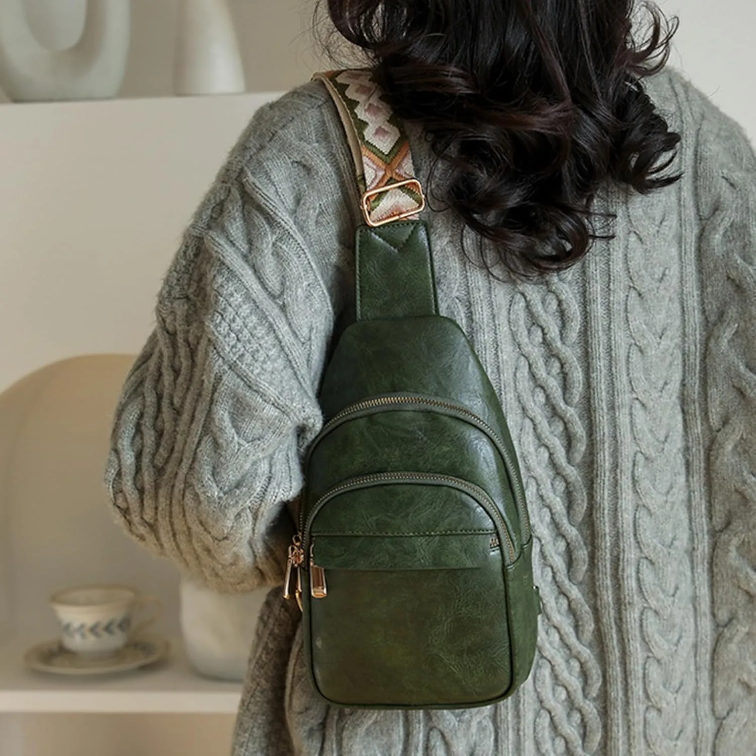 Trendy Sling Bag Bakpack Women Shoulder Bag Fashionable New Pattern Simple Solid Color Practical Layered Large