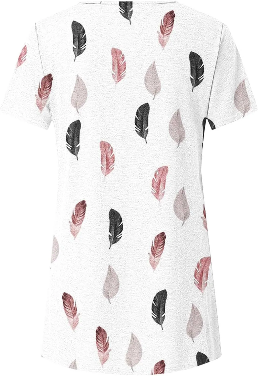 Tunic Tops for Women Loose Fit Dressy Short Sleeve Crew Neck T Shirts Summer Floral Graphic Tees Irregular Hem Blouse