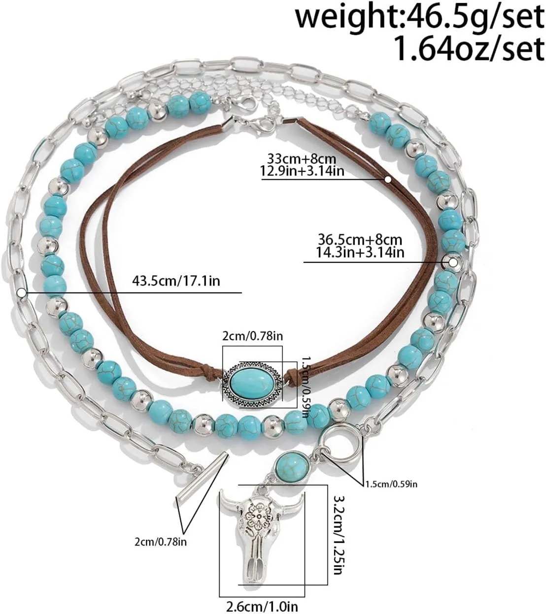 Turquoise Necklace for Women turquoise Cross Beaded Neckalce Western Cowboy Hat Necklaces Western Jewelry for Women Country Concert Accessories