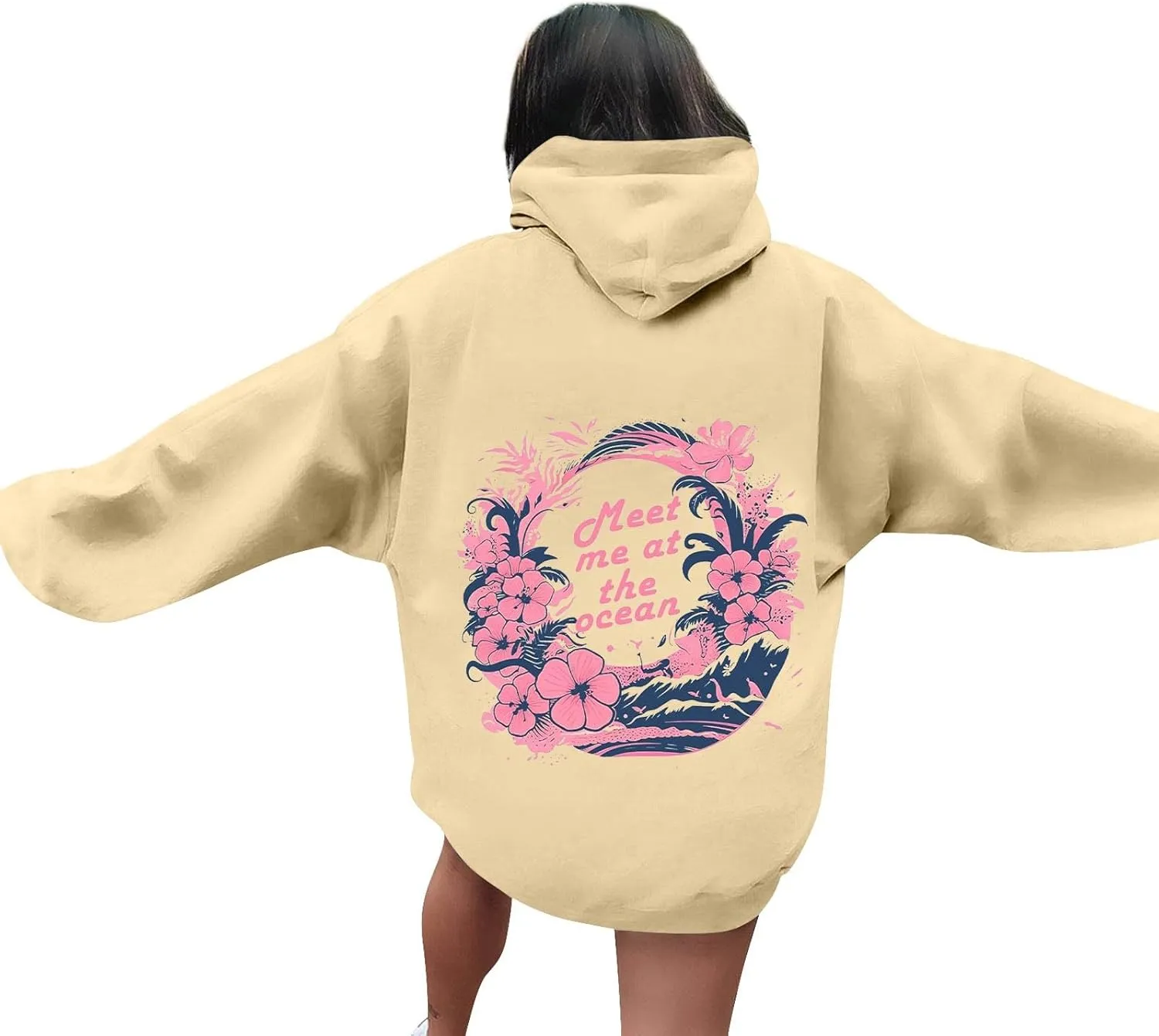 Unisex Oversized Hoodies Long Sleeve Palm Puff Preppy Sweatshirt Drawstring Cute Print Casual Graphic Hoodie