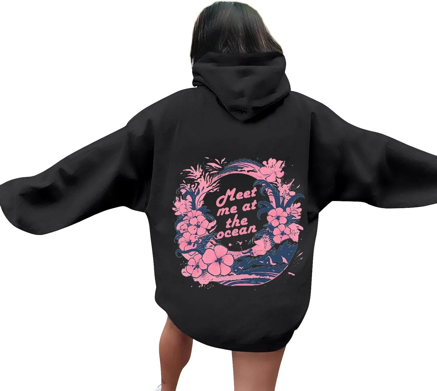 Unisex Oversized Hoodies Long Sleeve Palm Puff Preppy Sweatshirt Drawstring Cute Print Casual Graphic Hoodie