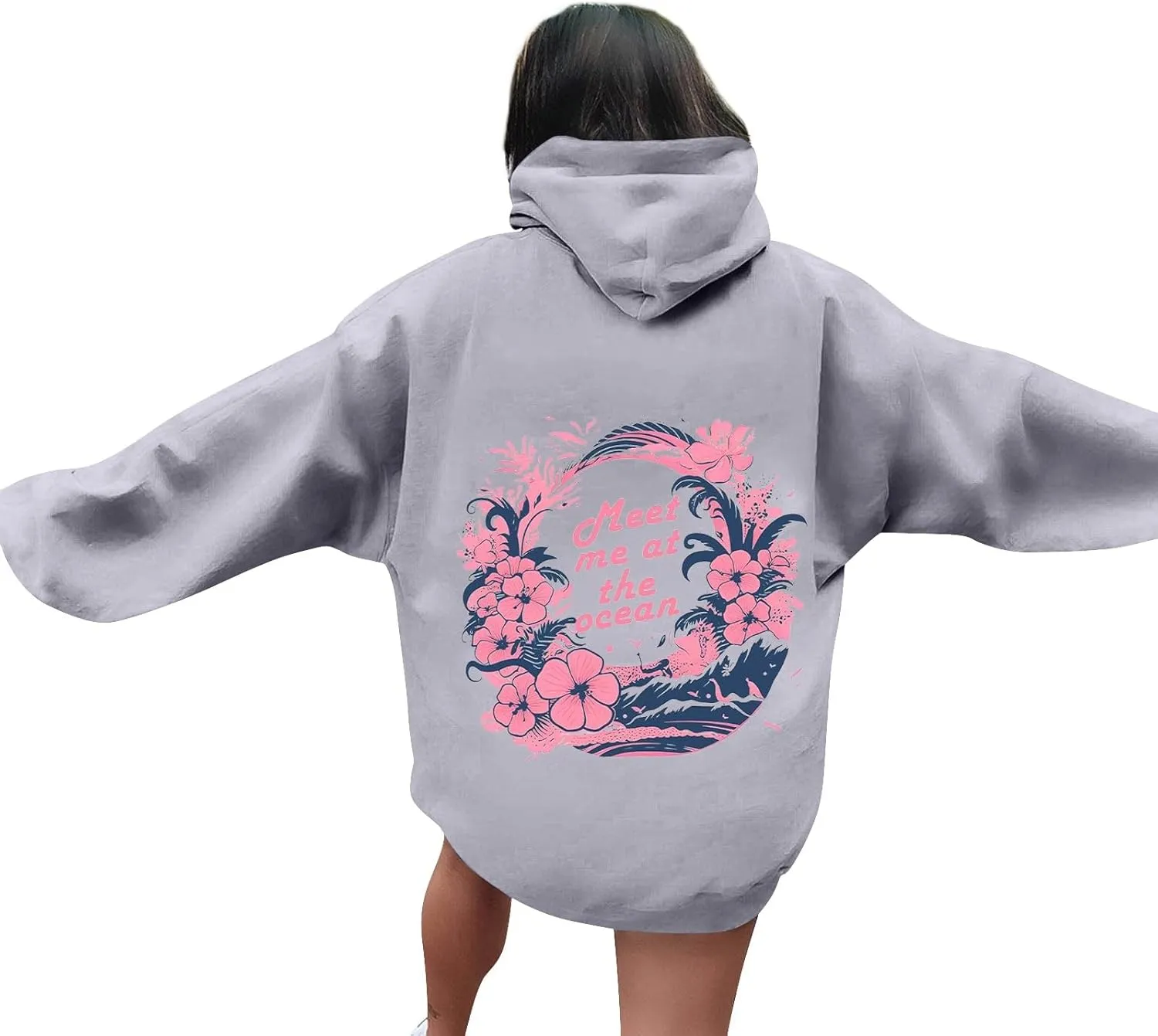 Unisex Oversized Hoodies Long Sleeve Palm Puff Preppy Sweatshirt Drawstring Cute Print Casual Graphic Hoodie
