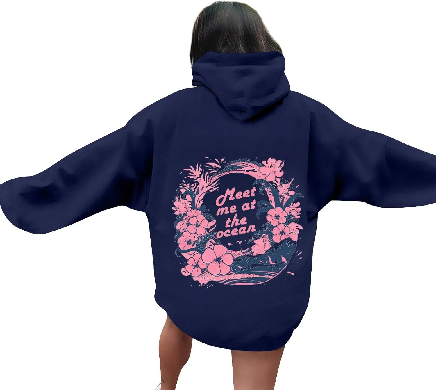Unisex Oversized Hoodies Long Sleeve Palm Puff Preppy Sweatshirt Drawstring Cute Print Casual Graphic Hoodie