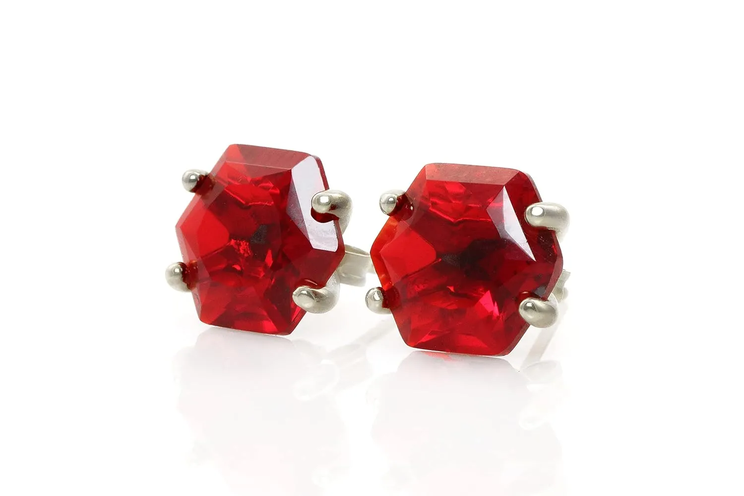 Vibrant Ruby Sterling Silver Earrings - Handmade Birthstone Jewelry, Custom Hypoallergenic Earrings - Cute Gift with Jewelry Box