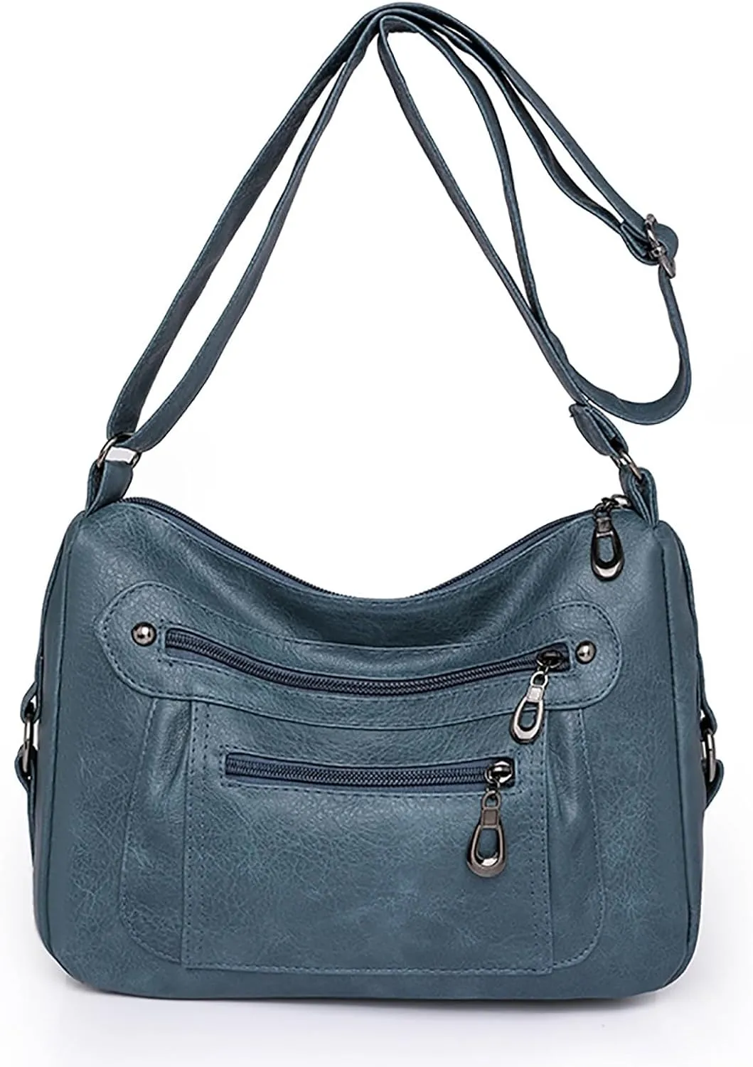 Vintage Classic Soft Leather Stylish Solid Crossbody Bag Trend Versatile Pocket Shoulder Bag Messenger (Blue, One Size)
