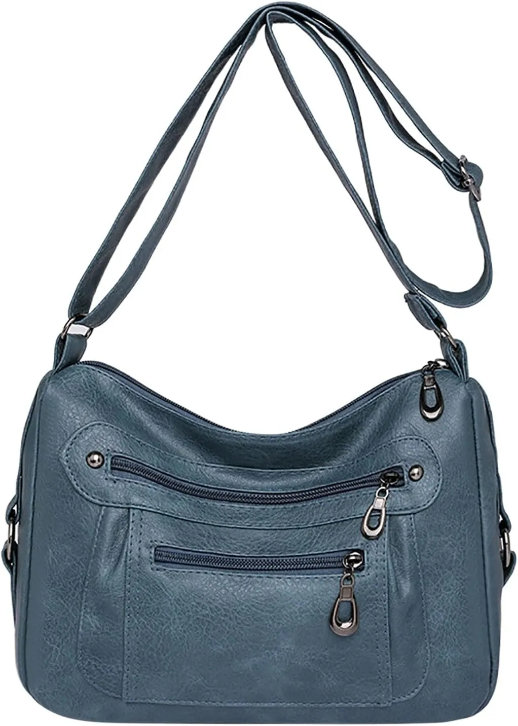 Vintage Classic Soft Leather Stylish Solid Crossbody Bag Trend Versatile Pocket Shoulder Bag Vintage (Blue, One Size)