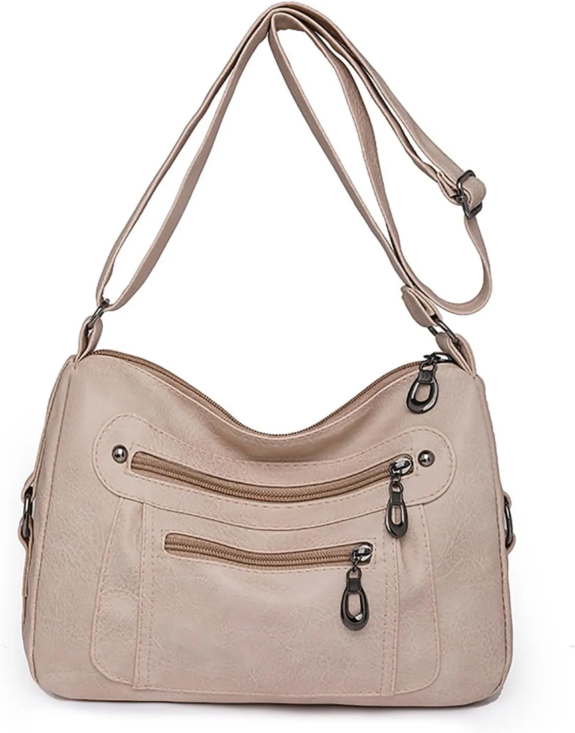 Vintage Classic Soft Leather Stylish Solid Crossbody Bag Trend Versatile Pocket Shoulder Bag Vintage (White, One Size)