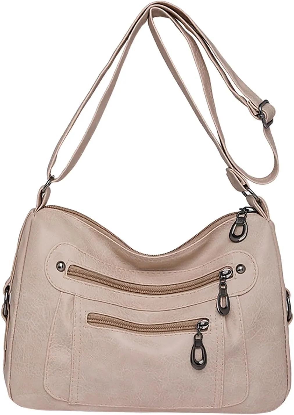 Vintage Classic Soft Leather Stylish Solid Crossbody Bag Trend Versatile Pocket Shoulder Bag Vintage (White, One Size)