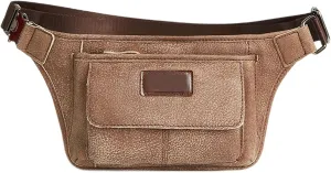 Vintage Genuine Leather Waist Pack Cowhide Casual Hiking Sling Bag Crossbody Multi-Functional Chest Bags Shoulder (Brown)