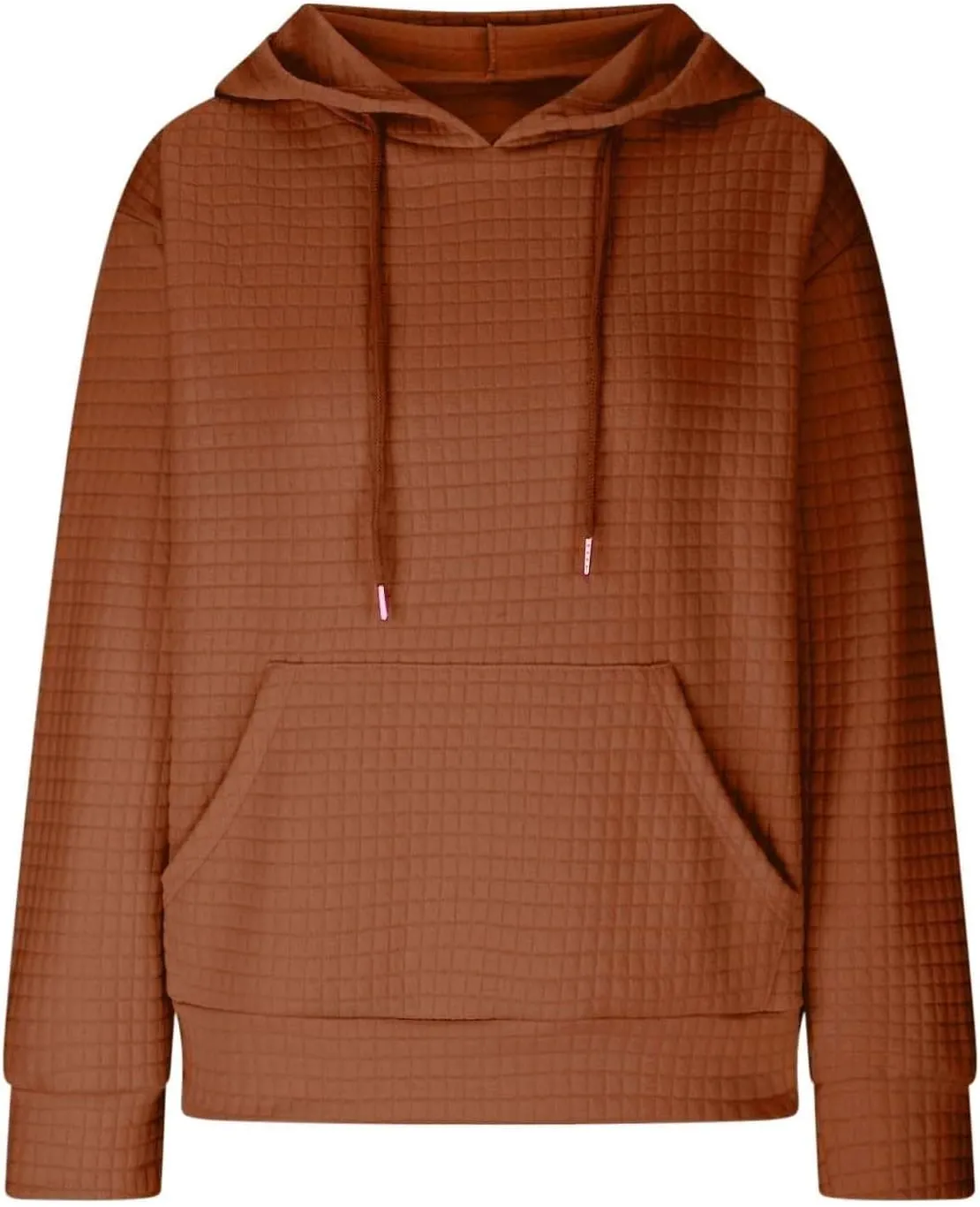 Waffle Knit Hoodie Women Oversized Drawstring Hooded Sweatshirts Y2K Waffle Pullover Loose Fit Casual Cute Clothes