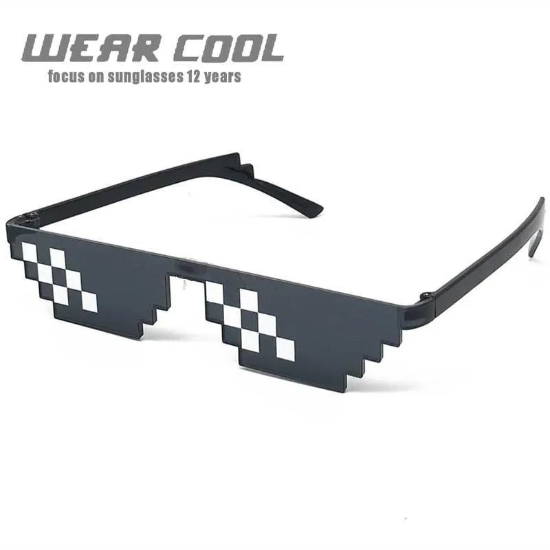 Wear Cool Glasses 8 Bit MLG Pixelated Sunglasses Men Women Brand Thug Life Party Eyeglasses Mosaic Vintage Eyewear