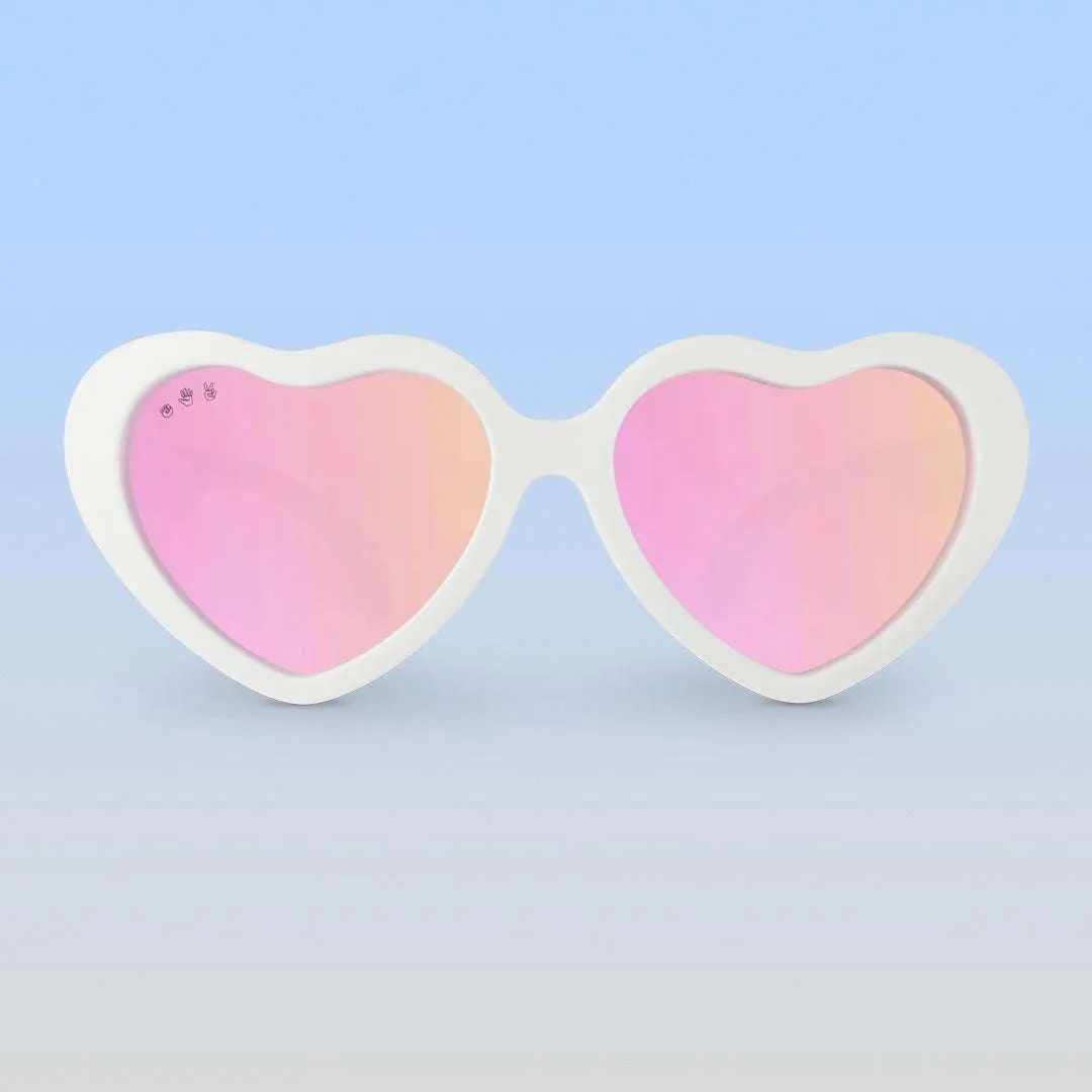 White Heart Sunglasses/Rose Gold Lens